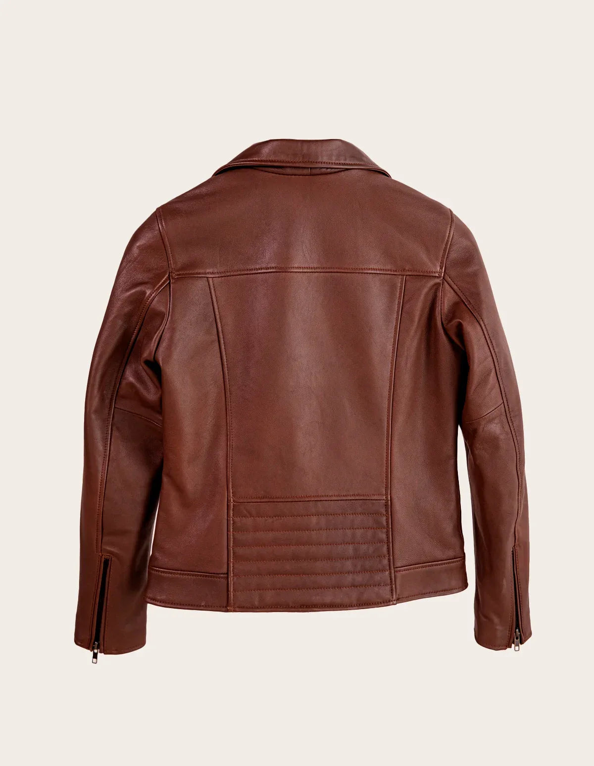 Vintage Leather Biker Jacket Coffee Brown - Dasier
