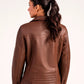 Vintage Leather Biker Jacket Coffee Brown - Dasier