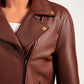 Vintage Leather Biker Jacket Coffee Brown - Dasier