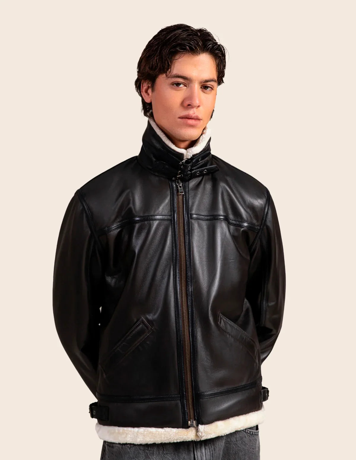 Dravon Shearling Leather Jacket - Dasier