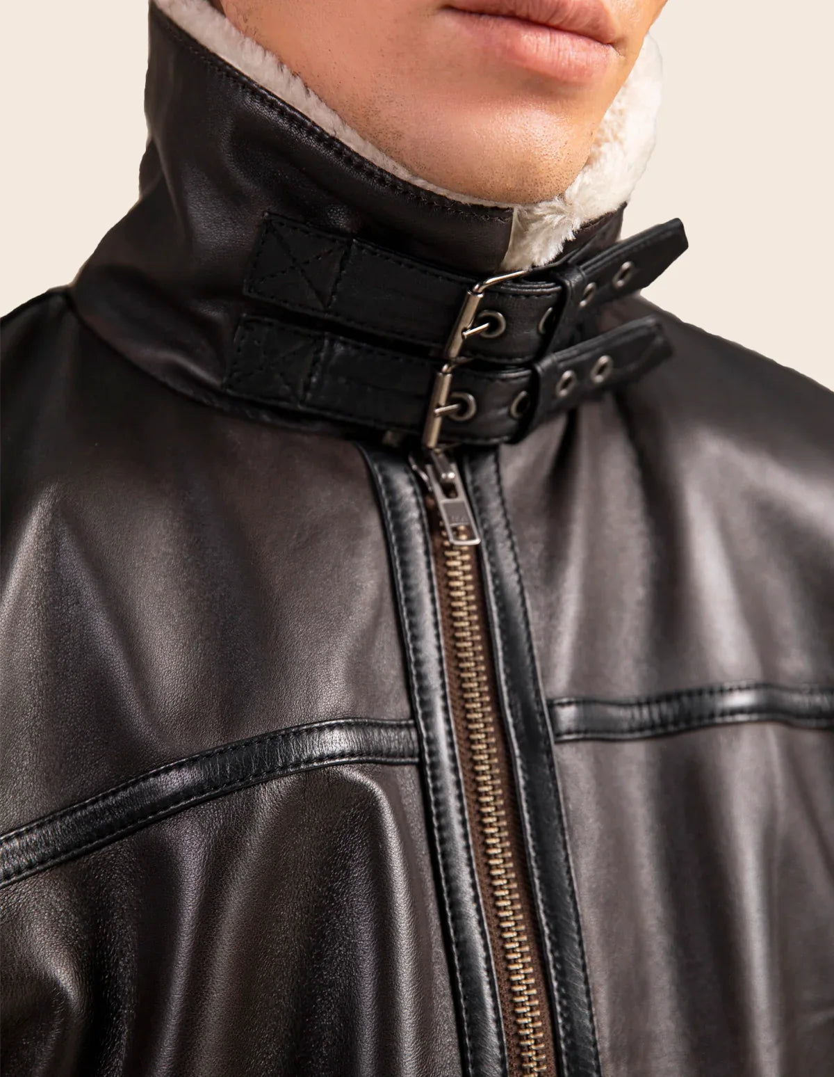 Dravon Shearling Leather Jacket - Dasier