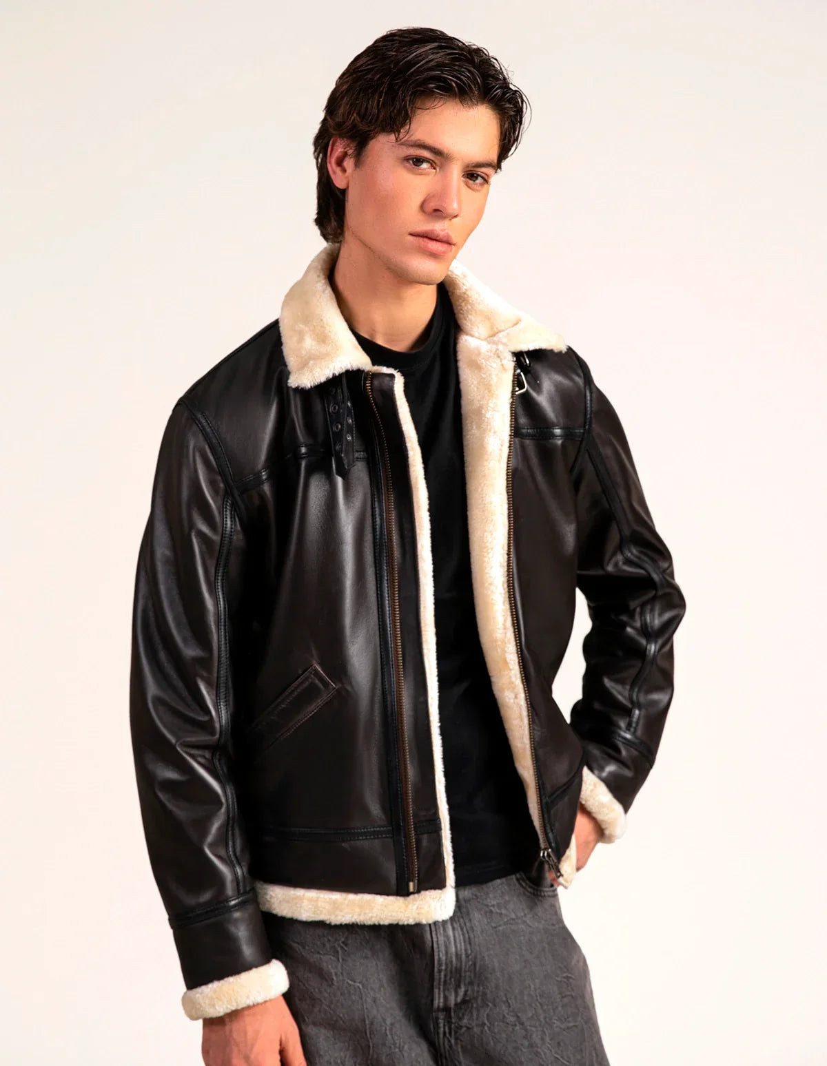 Dravon Shearling Leather Jacket - Dasier
