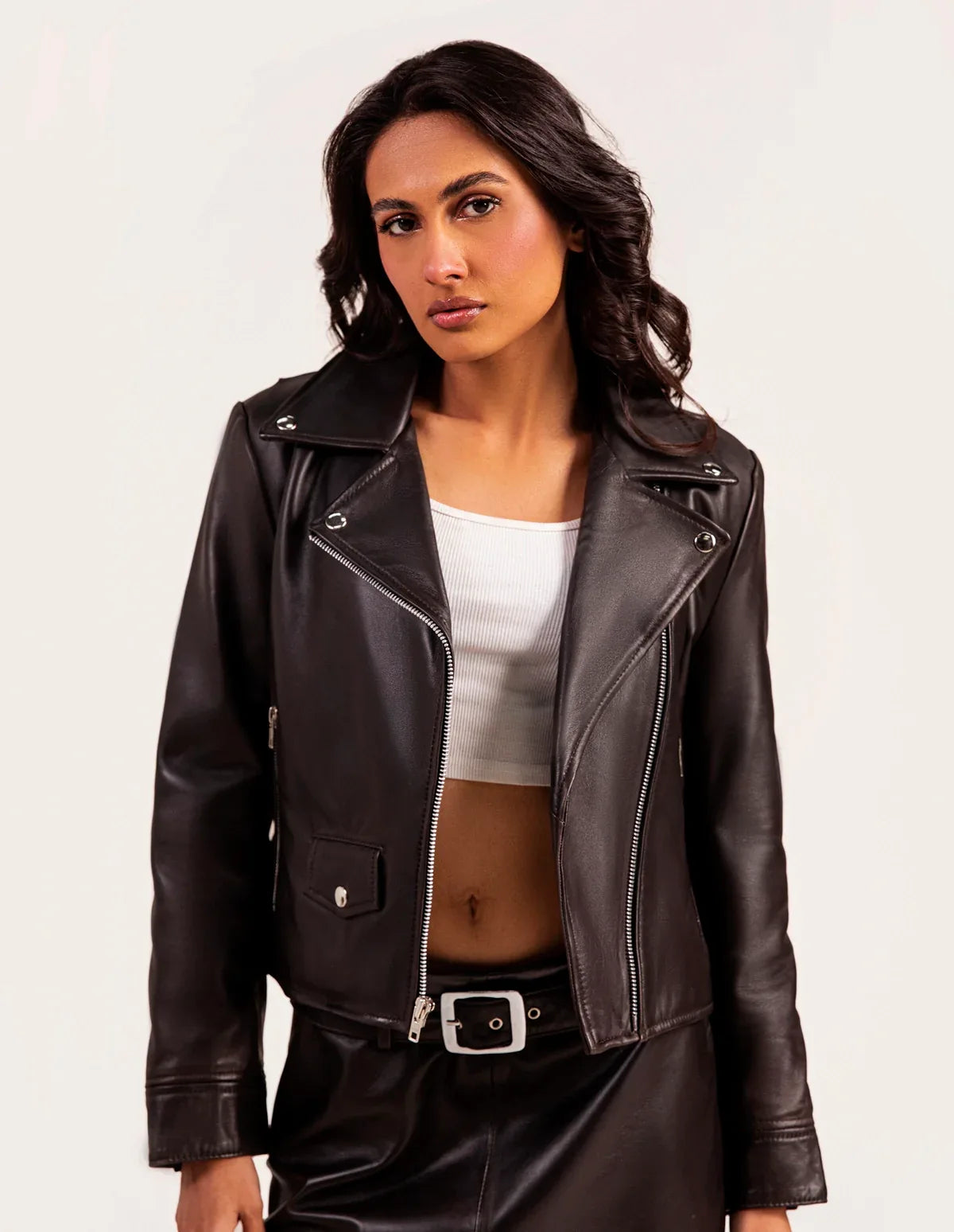 Renelle Leather Biker Jacket - Dasier