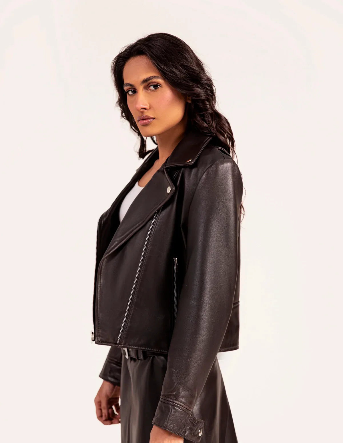Renelle Leather Biker Jacket - Dasier