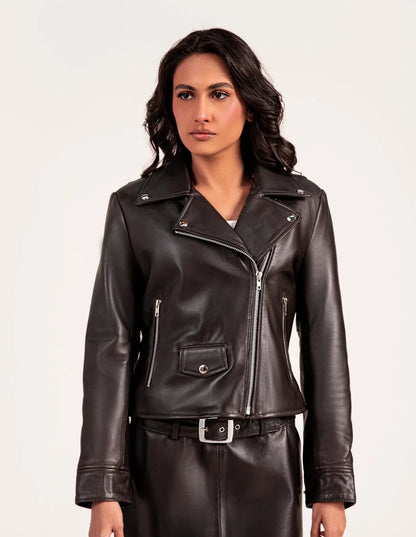 Renelle Leather Biker Jacket - Dasier